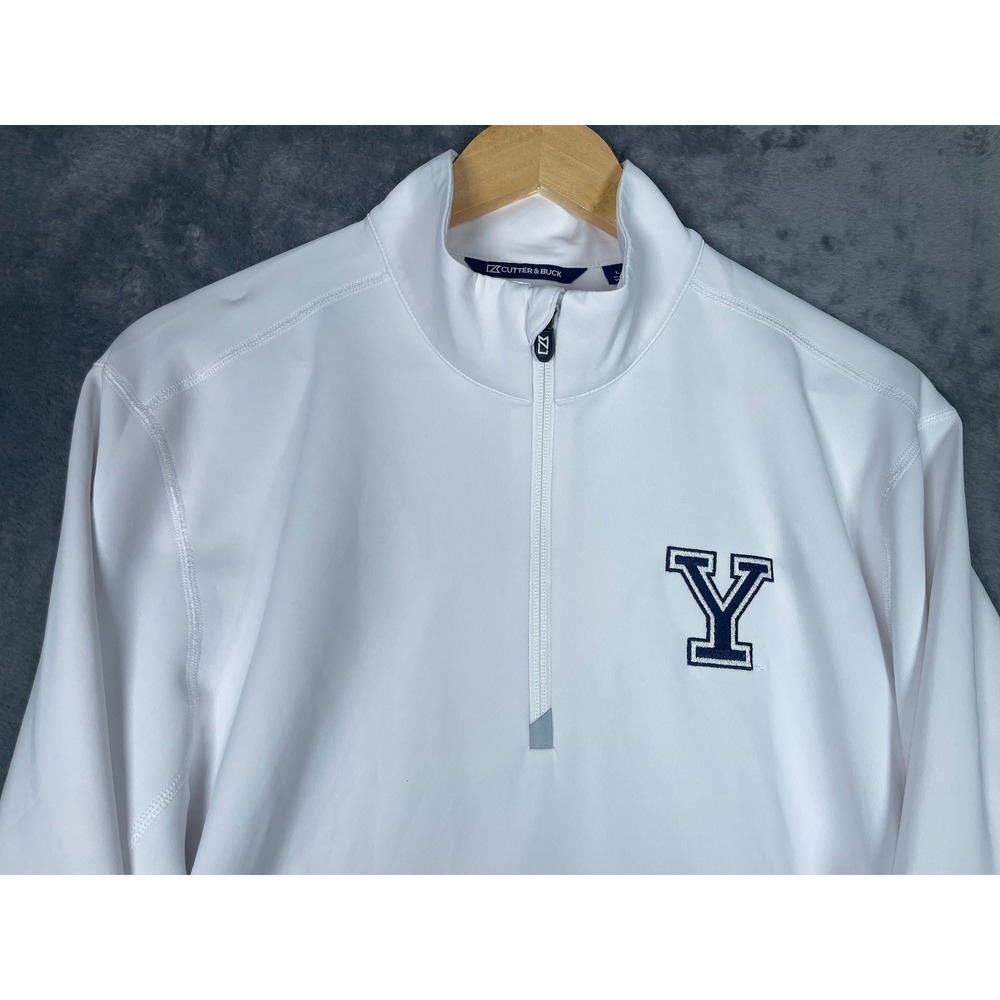 Cutter & Buck Yale University Bulldogs Mens Large White Quarter Zip Pullover